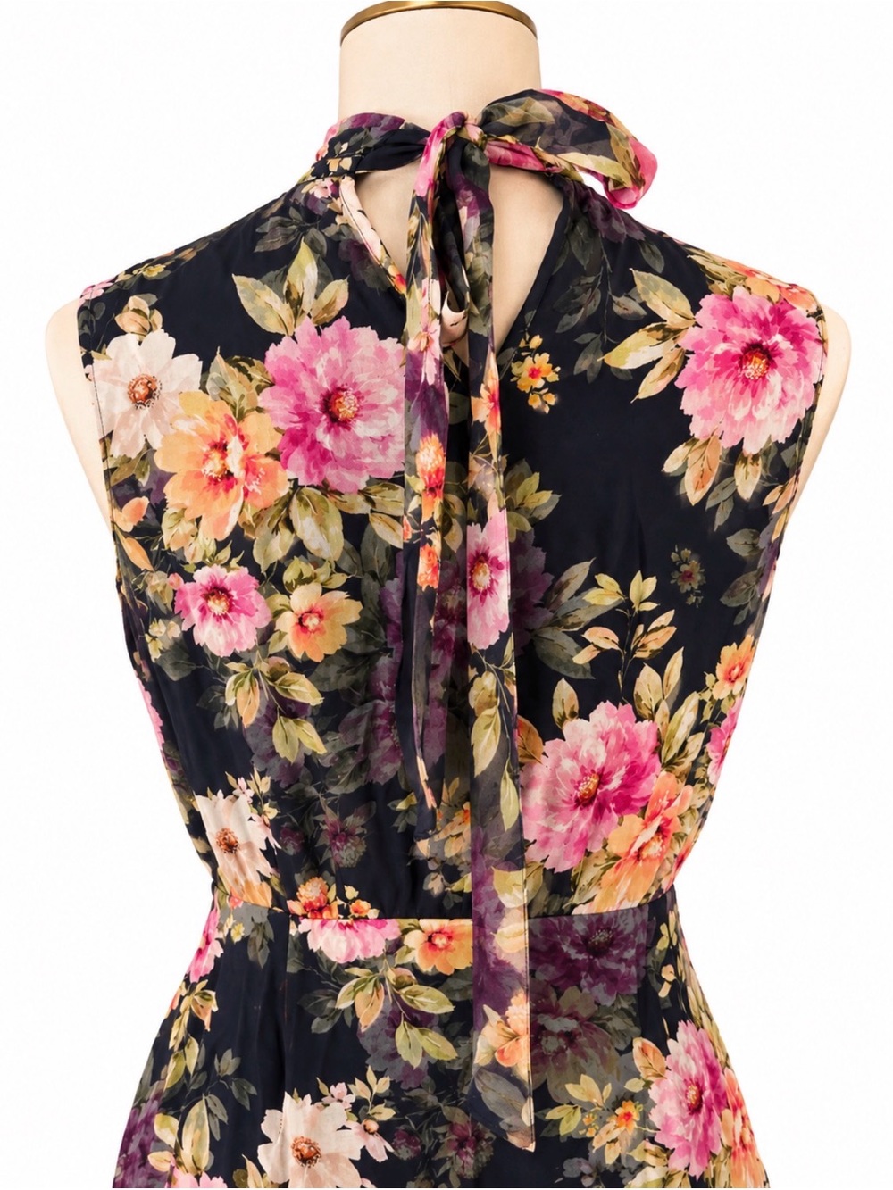 Yumi Kim Black Floral Halter Midi Dress with Pink Blooms - Picture 5 of 7
